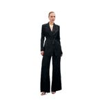 Sateen Bol Paça Desenli Pantolon, 42, STN139KPA1699, Siyah, Kadın