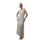Sateen Dantel Kolsuz Elbise, 36, STN139KEL2147, Bej, Kadın