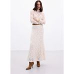 Sateen Dantelli Uzun Etek - Bej - 36