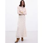 Sateen Dantelli Uzun Etek - Bej
