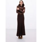 Sateen Dantelli Uzun Etek - Kahve - 38