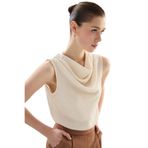 Sateen Degaje Yaka Bluz Rengi, 42, STN139KBL1969, Taş, Kadın