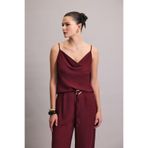 Sateen Degaje Yaka Dökümlü Bluz, 36, STN139KBL1797, Mürdüm, Kadın