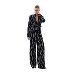 Sateen Desenli Bol Paça Pantolon, 36, STN139KPA1902, Siyah, Kadın
