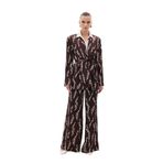 Sateen Desenli Bol Paça Pantolon, 38, STN139KPA1902, Kahve, Kadın