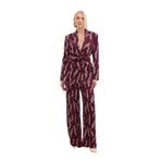 Sateen Desenli Bol Paça Pantolon, 40, STN139KPA1902, Bordo, Kadın