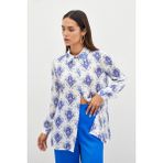 Sateen Desenli Düz Gömlek - Sax Mavi - 36 - Saks Mavi