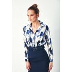 Sateen Desenli Düz Gömlek - Sax Mavi - 38 - Saks Mavi