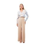 Sateen Desenli Kruvaze Bluz Mavi, 42, STN139KBL1528, Kadın