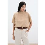 Sateen Desenli Salaş Bluz - Camel