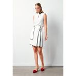 Sateen Detaylı Mini Etek - Ekru - 42