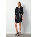 Sateen Detaylı Mini Etek - Siyah