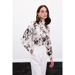 Sateen Dik Yaka Bluz, 42, STN139KBL1996, Haki, Kadın