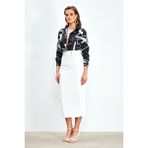 Sateen Düğme Detaylı Midi Etek - Ekru - 38