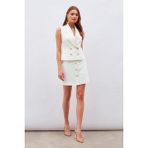 Sateen Düğme Detaylı Mini Etek - Ekru - 38
