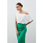 Sateen Düşük Omuzlu Salaş Bluz - Ekru