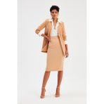 Sateen Düz Kalem Etek - Açık Camel - 36