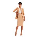 Sateen Düz Kalem Etek - Açik Camel