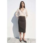 Sateen Düz Kalem Etek - Antrasit