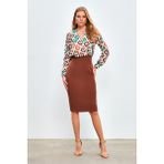 Sateen Düz Kalem Etek - Kahve - 38