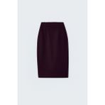 Sateen Düz Kalem Etek - Mürdüm - 36