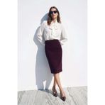 Sateen Düz Kalem Etek - Mürdüm