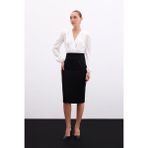 Sateen Düz Kalem Etek - Siyah - 38