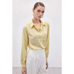 Sateen Düz Klasik Gömlek - Sarı - 40
