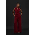 Sateen Eva Krep Pantolon, 42, STN139KPA2102, Bordo, Kadın