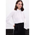 Sateen Fularlı Gömlek, 40, STN139KGO1974, Ekru, Kadın