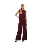 Sateen Geniş Paça Pantolon, 36, STN139KPA1873, Bordo, Kadın