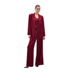 Sateen Jakarlı Bol Pantolon, 40, STN139KPA1897, Bordo, Kadın