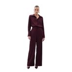 Sateen Jakarlı Pantolon, 40, STN139KPA1903, Bordo, Kadın