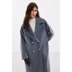 Sateen Kadın Kaşe Kaban 1921-6610 - 40 - Siyah