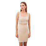 Sateen Kare Yaka Crop Bluz, 42, STN139KBL1499, Camel, Kadın