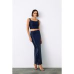 Sateen Karolin Midi Etek - Lacivert - 38