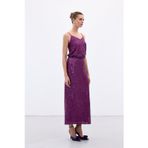 Sateen Karolin Midi Etek - Mürdüm