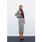 Sateen Kazayağı Midi Etek - KAHVE