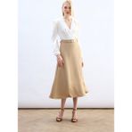 Sateen Kemerli Saten Etek - Camel - 38
