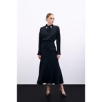 Sateen Kesik Detaylı Saten Etek, 38, STN139KET1743, Siyah, Kadın