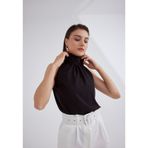 Sateen Kolsuz Salaş Bluz - Siyah