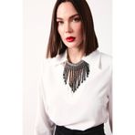 Sateen Kolyeli Salaş Bluz - EKRU