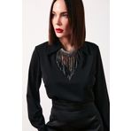 Sateen Kolyeli Salaş Bluz - SİYAH