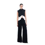 Sateen Kontrast Bol Pantolon, 36, STN139KPA1759, Siyah, Kadın