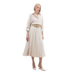 Sateen Kraşlı Kloş Etek, 38, STN139KET1840, Bej, Kadın