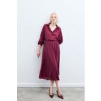 Sateen Kraşlı Kloş Etek - Bordo