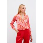 Sateen Kruvaze Desenli Bluz - FUSYA