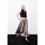 Sateen Leopar Desenli Uzun Etek - Kahve - 42