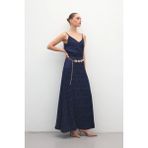 Sateen Lior Uzun Etek - Lacivert - 38