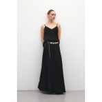 Sateen Lior Uzun Etek - Siyah - 36